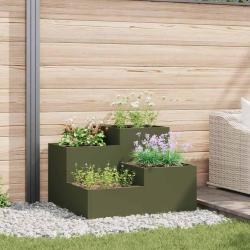 Cache-pot de jardin Vert olive 80 x 80 x 60 cm Acier
