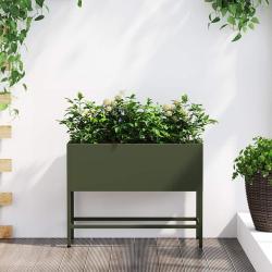 Bac de jardin sur&eacute;lev&eacute; Vert olive 60 x 26 x 45 cm Acier