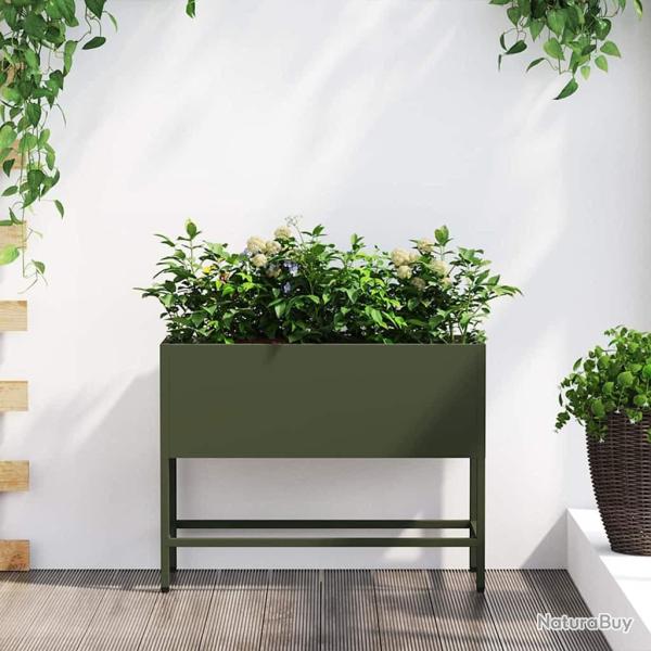 Bac de jardin sur�lev� Vert olive 60 x 26 x 45 cm Acier