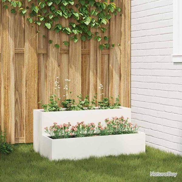 Cache-pot de jardin Blanc 100 x 60 x 45 cm Acier lamin� � froid