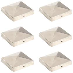 Bouchons de poteau de cl&ocirc;ture pyramidaux 6 pcs Inox 101x101 mm