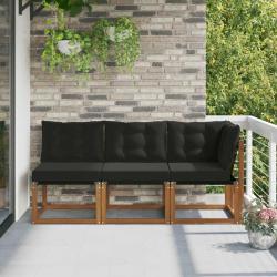 Canap&eacute; d'ext&eacute;rieur milieu et coin avec coussin 3 Pi&egrave;ce Naturel