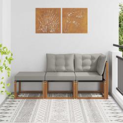 Canap&eacute;s modulaires d'ext&eacute;rieur 3 Pi&egrave;ce Gris Naturel et Clair