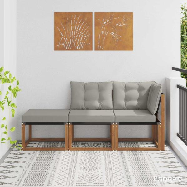 Canap�s modulaires d'ext�rieur 3 Pi�ce Gris Naturel et Clair
