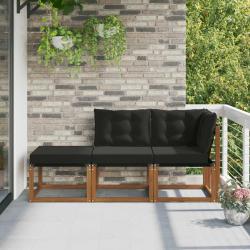 Canap&eacute;s modulaires d'ext&eacute;rieur 3 Pi&egrave;ce Naturel et Noir