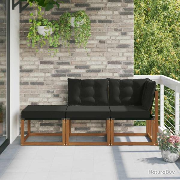 Canap�s modulaires d'ext�rieur 3 Pi�ce Naturel et Noir