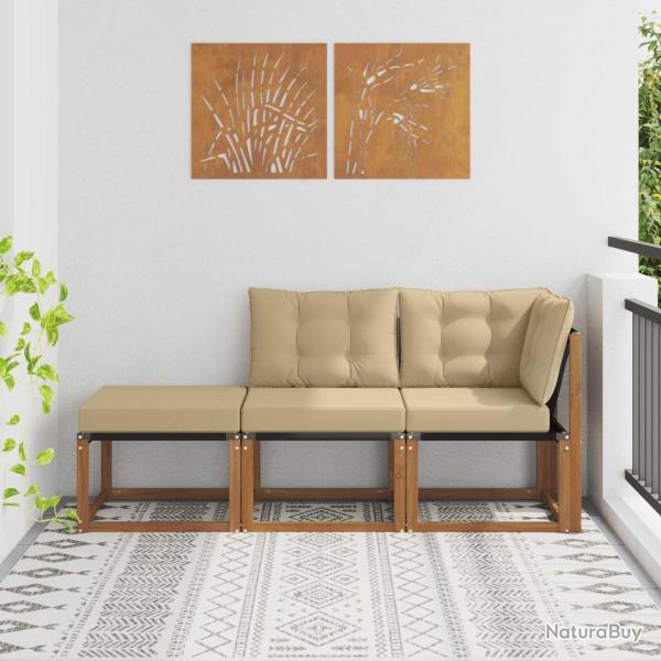 Canap�s modulaires d'ext�rieur 3 Pi�ce Naturel et Beige