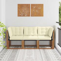 Canap&eacute; d'ext&eacute;rieur milieu et coin avec coussin 3 Pi&egrave;ce Naturel