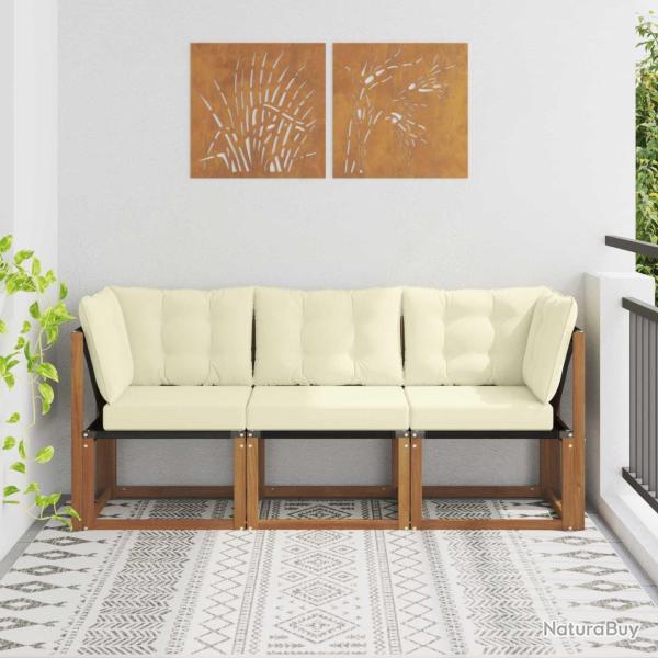 Canap� d'ext�rieur milieu et coin avec coussin 3 Pi�ce Naturel