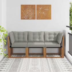 Canap&eacute; d'ext&eacute;rieur milieu et coin avec coussin 3 Pi&egrave;ce Naturel