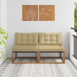 2 Pi&egrave;ce Sofa de milieu ext&eacute;rieur Bois d'Acacia Massif Naturel