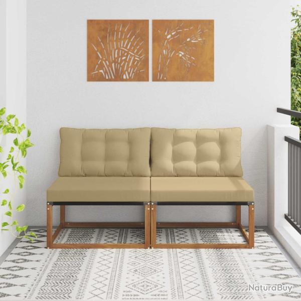 2 Pi�ce Sofa de milieu ext�rieur Bois d'Acacia Massif Naturel
