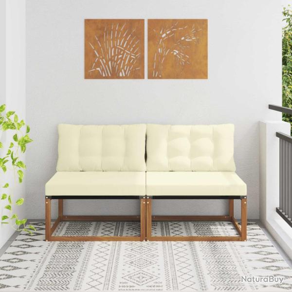 2 Pi�ce Sofa de milieu ext�rieur Bois d'Acacia Massif Naturel