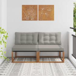 2 Pi&egrave;ce Sofa de milieu ext&eacute;rieur Bois d'Acacia Massif Naturel