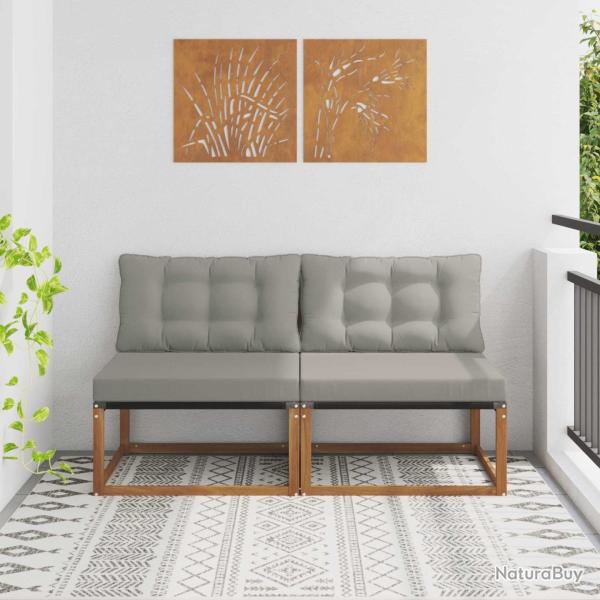 2 Pi�ce Sofa de milieu ext�rieur Bois d'Acacia Massif Naturel