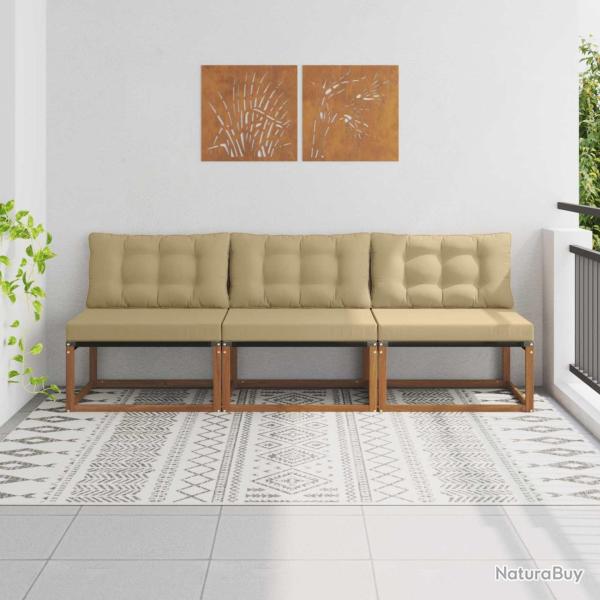 3 Pi�ce Sofa de milieu ext�rieur Bois d'Acacia Massif Naturel