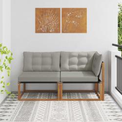 Canap&eacute; d'ext&eacute;rieur milieu et coin avec coussin 2 Pi&egrave;ce Naturel
