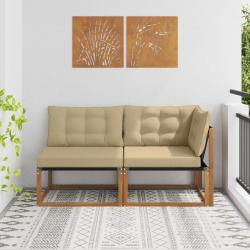 Canap&eacute; d'ext&eacute;rieur milieu et coin avec coussin 7 Pi&egrave;ce Naturel