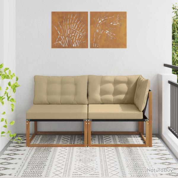 Canap� d'ext�rieur milieu et coin avec coussin 7 Pi�ce Naturel