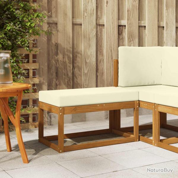 Banc de jardin avec coussin Naturel et Cr�me 79 x 43 x 37 cm