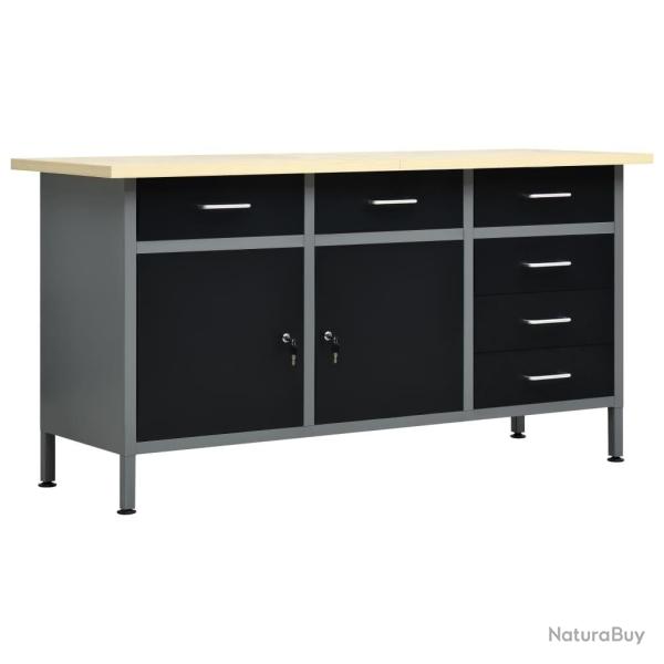 �tabli Noir 160x60x85 cm Acier