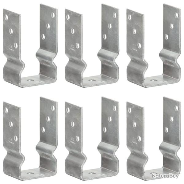 Piquets de cl�ture 6 pcs Argent� 8x6x15 cm Acier galvanis�