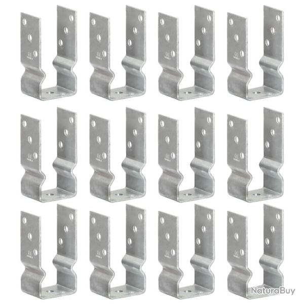 Piquets de cl�ture 12 pcs Argent� 7x6x15 cm Acier galvanis�