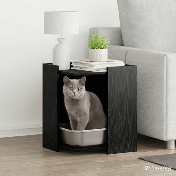 Enceinte pour bac � liti�re pour chat Ch�ne noir
