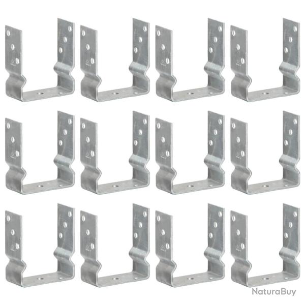 Piquets de cl�ture 12 pcs argent� 12x6x15 cm acier galvanis�
