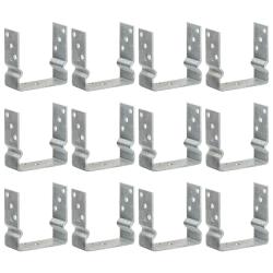 Piquets de cl&ocirc;ture 12 pcs argent&eacute; 14x6x15 cm acier galvanis&eacute;