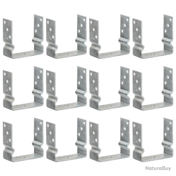 Piquets de cl�ture 12 pcs argent� 14x6x15 cm acier galvanis�