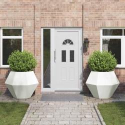 Jardini&egrave;re 2 pcs Blanc 100 x 100 x 80 cm Acier