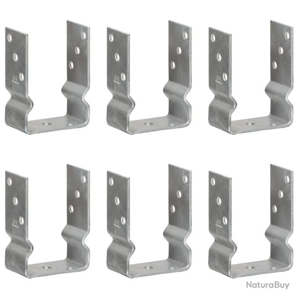 Piquets de cl�ture 6 pcs Argent� 10x6x15 cm Acier galvanis�