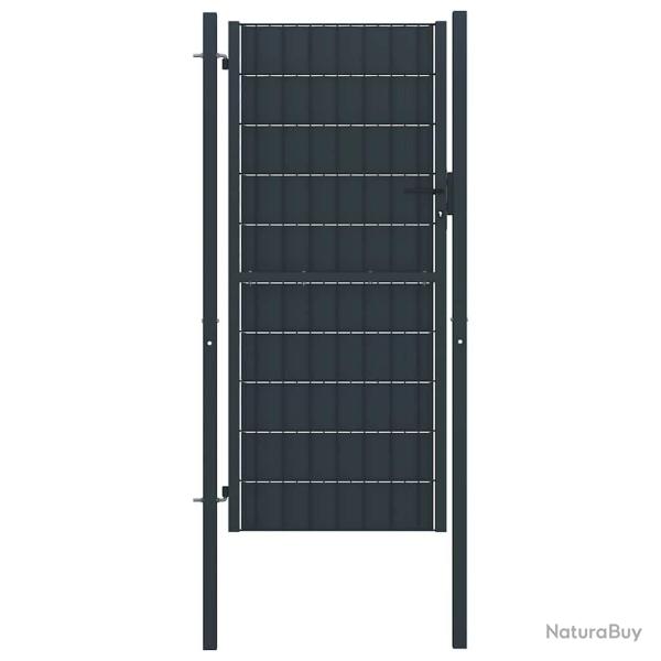 Portail de cl�ture en PVC et acier 100 x 204 cm anthracite