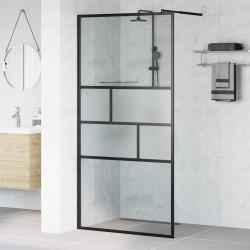 Mur de Douche &agrave; L'Italienne Noir 100 x 195 x 0,5 cm