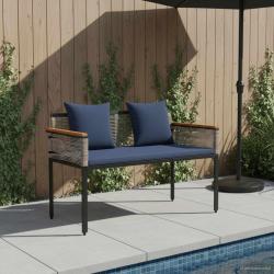 Banc ext&eacute;rieur Gris et bleu marine 117 x 54 x 74.5 cm polyrotin