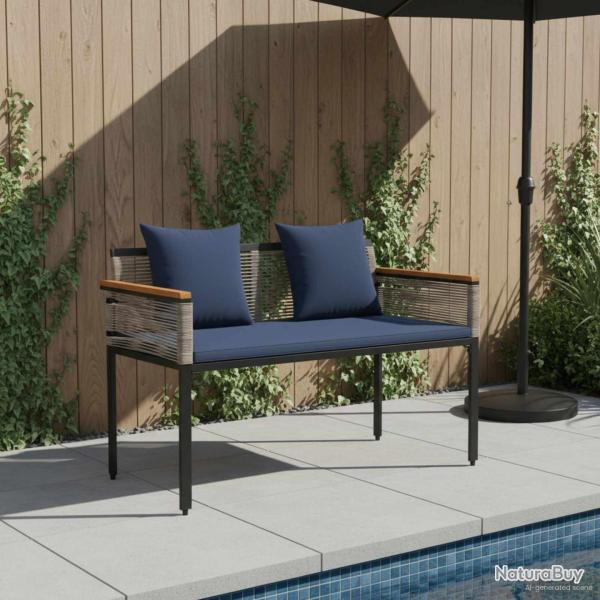 Banc ext�rieur Gris et bleu marine 117 x 54 x 74.5 cm polyrotin