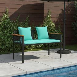 Banc ext&eacute;rieur Noir et turquoise 117 x 54 x 74.5 cm polyrotin