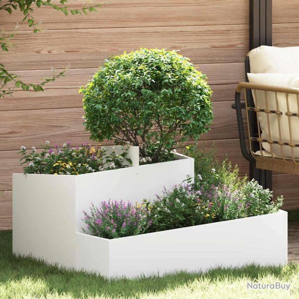Cache-pot de jardin Blanc 80 x 80 x 50 cm Acier lamin� � froid