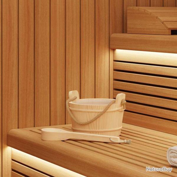 Seau de Sauna 2 pcs Marron Bois de pin massif et chanvre