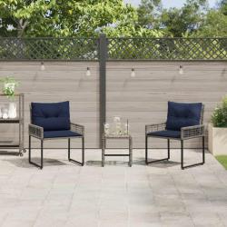 Ensemble de meubles d'ext&eacute;rieur 3 pcs Gris et marine