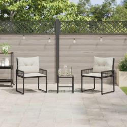 Ensemble de meubles d'ext&eacute;rieur 3 pcs Noir et Blanc