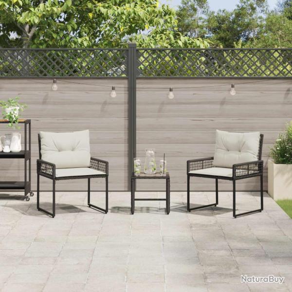 Ensemble de meubles d'ext�rieur 3 pcs Noir et Blanc