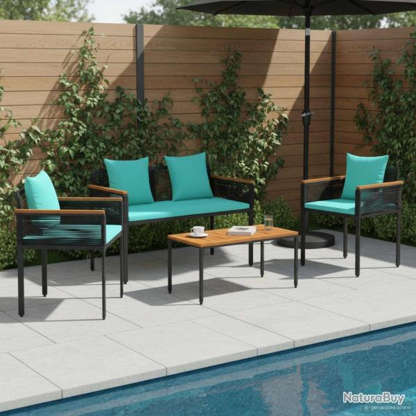 Ensemble de meubles d'ext�rieur Noir et turquoise polyrotin