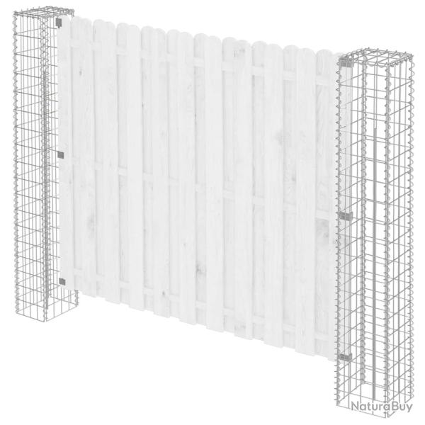 Poteau de cl�ture. 2 pcs Argent� 20 x 20 x 190 cm M�tal