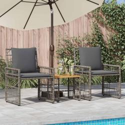Ensemble de meubles d'ext&eacute;rieur 3 pcs Noir et Gris fonc&eacute;