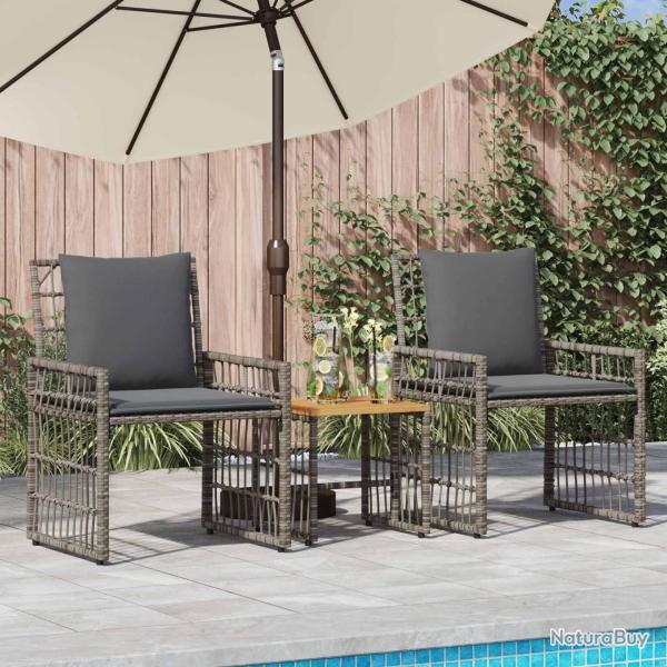 Ensemble de meubles d'ext�rieur 3 pcs Noir et Gris fonc�