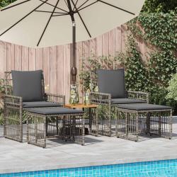 Ensemble de meubles d'ext&eacute;rieur 5 pcs Noir et Gris fonc&eacute;