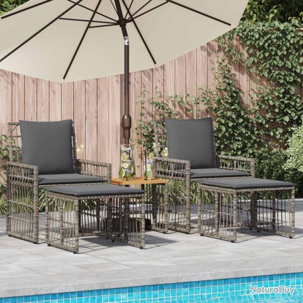 Ensemble de meubles d'ext�rieur 5 pcs Noir et Gris fonc�