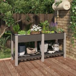 Lit sur&eacute;lev&eacute; de jardin avec &eacute;tag&egrave;re Gris 150x50x75 cm WPC